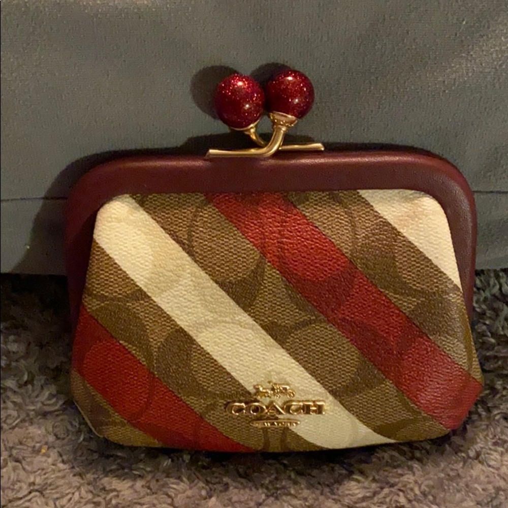 Coach Striped Kisslock Coin case